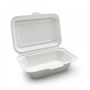 Bagasse Clamshell Hinged Food Box