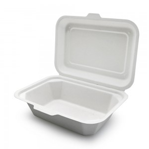 Bagasse Clamshell Hinged Food Box